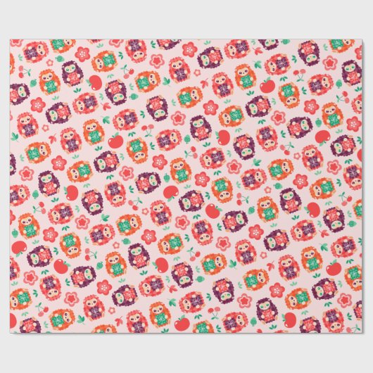 Cute Hedgie Pattern - Birthday Wrapping Paper Cadeaupapier (Vlak)