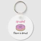 Cute heeft een donut roze en zwart sleutelhanger (Achterkant)