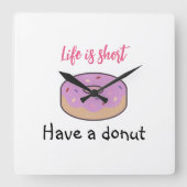 Cute heeft een donut vierkante klok (Voorkant)