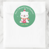 Cute heeft een warme en luie Beer met kerst Ronde Sticker (Tas)