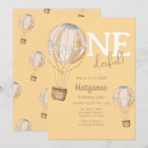 Cute Heet Luchtballon Kinderen Verjaardagsuitnodig