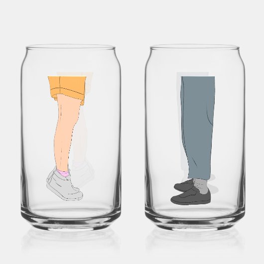 Cute Height Difference Couple Drinkware Set Blikvorm Glas (Voorkant)