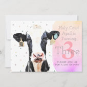 Cute Heilige Koe Derde Verjaarspatroon Boerderij D Kaart (Voorkant)