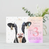 Cute Heilige Koe Derde Verjaarspatroon Boerderij D Kaart (Staand voorkant)