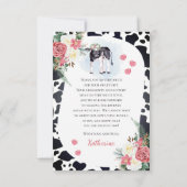 Cute Heilige Koe, het is een meisje Baby shower Da Bedankkaart (Achterkant)
