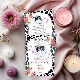 Cute Heilige Koe, het is een meisje Baby shower Da Bedankkaart