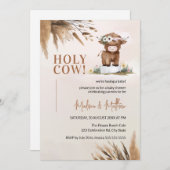 Cute Heilige Koe Pampas Rustic Boerderij Baby show Kaart (Voorkant / Achterkant)