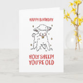 Cute Heilige Schaap Je bent oude grappige verjaard Kaart (Gele Bloem)