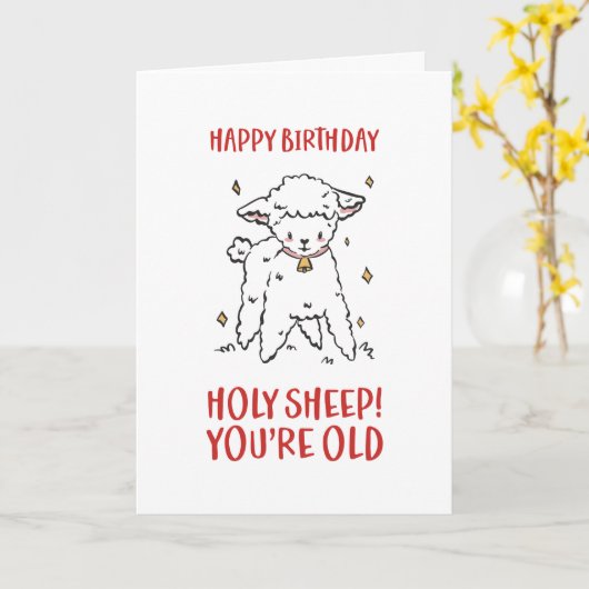 Cute Heilige Schaap Je bent oude grappige verjaard Kaart (Gele Bloem)