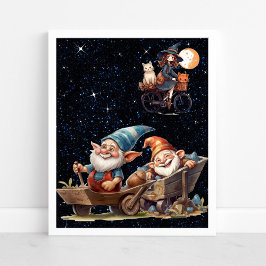 Cute Heks en Gelukkig Gnome Poster