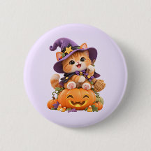 Cute Heks Kitten Halloween Knopspeld