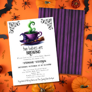 Cute Heks Koffiekop Halloween Tweeling Baby Shower Kaart