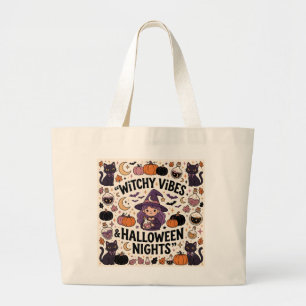 Cute Heksen Halloween Boodschappentas Grote Tote Bag