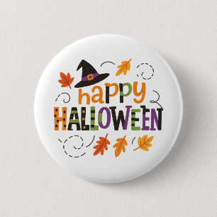 Cute Heksenhoed Gelukkig Halloween Feest Ronde Button 5,7 Cm