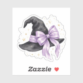 Cute Heksenhoed Met Grote Paarse Strik Halloween Sticker
