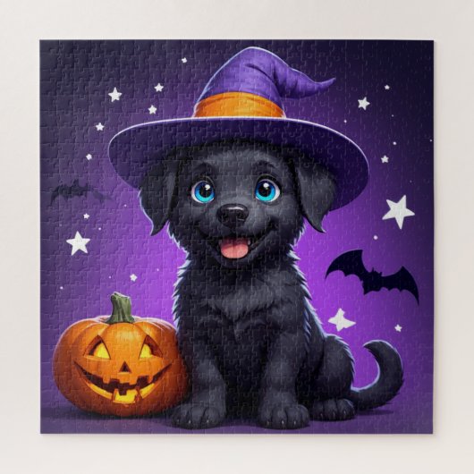Cute Heksenhoed Puppy Halloween 🐶 Legpuzzel (Verticaal)