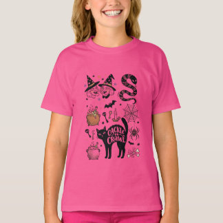 Cute Heksenkat & Magische Halloween Meisjes T-Shir T-shirt