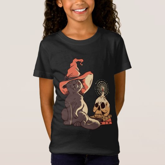 Cute Heksenkat Ontwerp T-shirt (Voorkant)