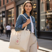 Cute Hello Bunny Minimalistische Schoudertas Tote Bag
