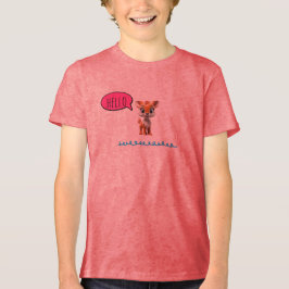 Cute “Hello” Deer Kids Tri-Blend Shirt