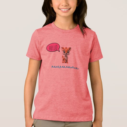 Cute “Hello” Deer Kids Tri-Blend Shirt (Voorkant)
