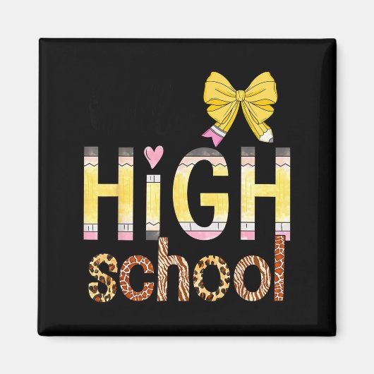 Cute Hello High School Animal Print Teacher Back T Magneet (Voorkant)