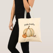 Cute Hello Pumpkin Spice Cosy Fall Tote Bag (Voorkant (product))