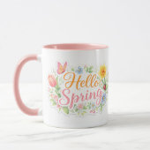 Cute Hello Spring Floral Mug | Customizable Mok (Links)
