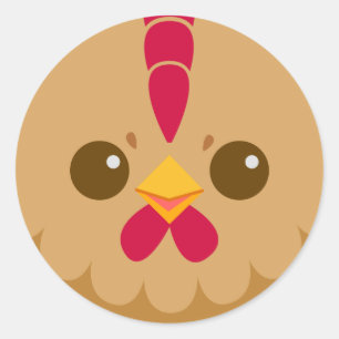 Cute Hen/Chicken Face Ronde Sticker