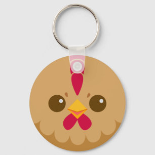 Cute Hen/Chicken Face Sleutelhanger
