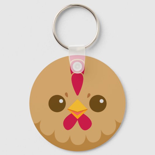 Cute Hen/Chicken Face Sleutelhanger (Voorkant)