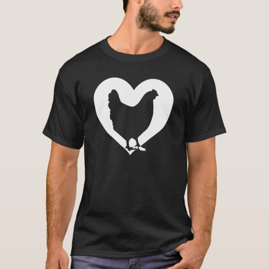Cute Hen, die van kippen houdt, Wit hart Vinta T-shirt (Voorkant)