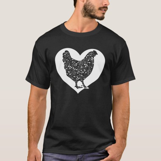 Cute Hen, die van kippen houdt, Wit hart Vinta T-shirt (Voorkant)