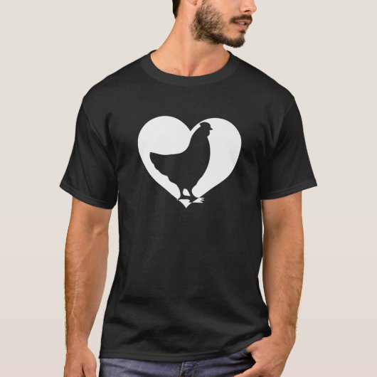 Cute Hen, die van kippen houdt, Wit hart Vinta T-shirt (Voorkant)