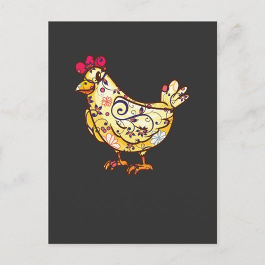 Cute Hen Farming Lover Flower Mom Farm Chicken Hen Briefkaart (Voorkant)