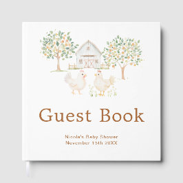 Cute Hens Farm Barn Baby Shower Guest Book Gastenboek