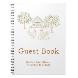 Cute Hens Farm Barn Baby Shower Guest Book Notitieboek