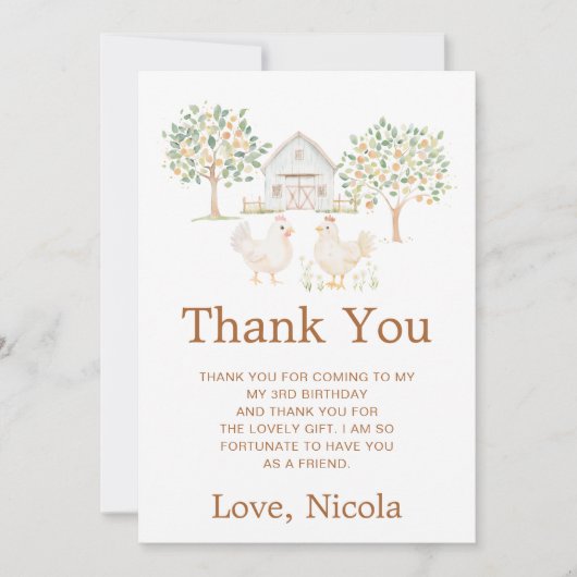Cute Hens Farm Barn Birthday Party Bedankkaart (Voorkant)