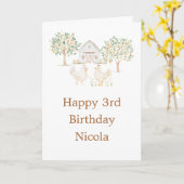 Cute Hens Farm Barn Birthday Party Kaart (Gele Bloem)