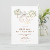 Cute Hens Farm Barn Birthday Party Kaart (Staand voorkant)