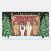 Cute Herd of Horses kerstavond Rechthoekige Sticker (Voorkant)