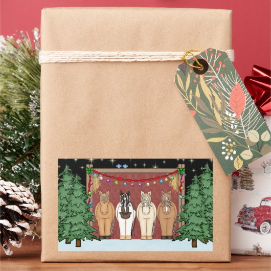 Cute Herd of Horses kerstavond Rechthoekige Sticker (Feestdagen)