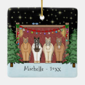 Cute Herd of Horses Personalized Horse Kerstmis C Keramisch Ornament (Achterkant)