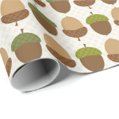Cute Herfst Autumn Acorn Nut Pattern Cadeaupapier (Rol Hoek)