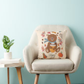 Cute herfst babybeer met honing en aangepaste teks kussen (Stoel)
