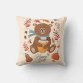 Cute herfst babybeer met honing en aangepaste teks kussen (Voorkant)