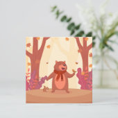 Cute Herfst Beer Note Card Feestdagenkaart (Staand voorkant)