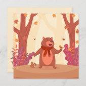 Cute Herfst Beer Note Card Feestdagenkaart (Voorkant / Achterkant)