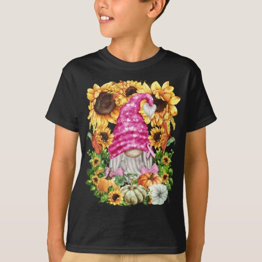 Cute Herfst Breast Cancer Gnome voor vrouwen en zo T-shirt (Voorkant)