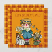 Cute Herfst Celebration scarecrow Kaart (Voorkant / Achterkant)